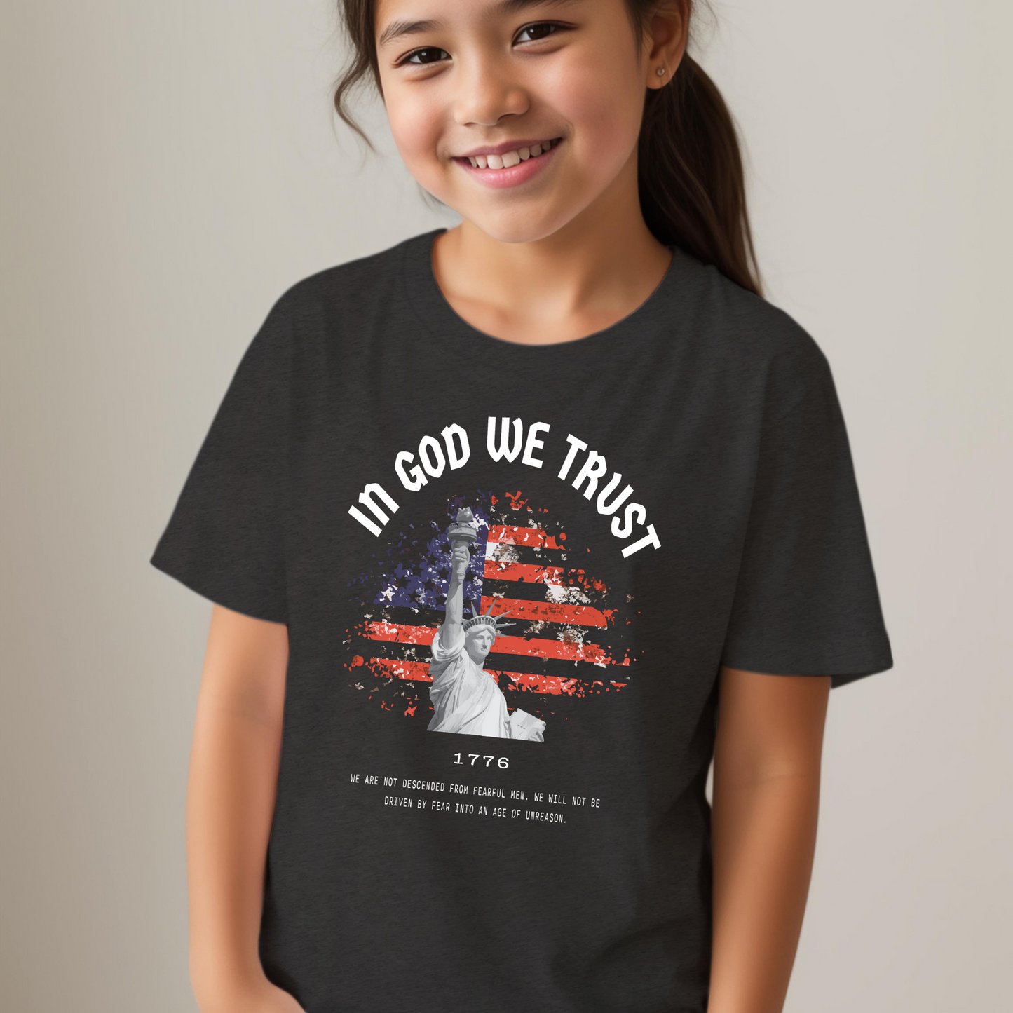 In God We Trust Red White Blue - Youth Short Sleeve T-Shirt