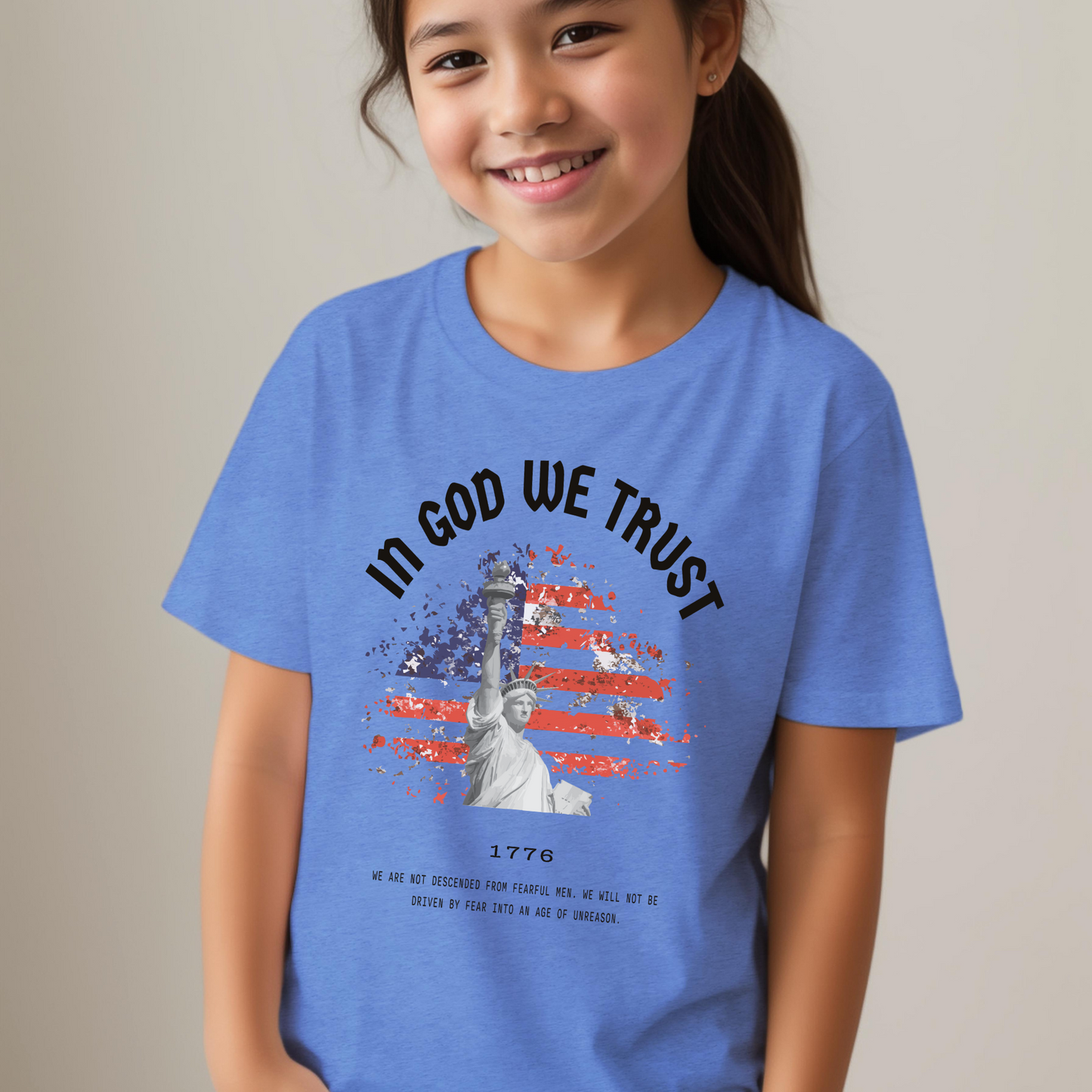 In God We Trust Red White Blue - Youth Short Sleeve T-Shirt
