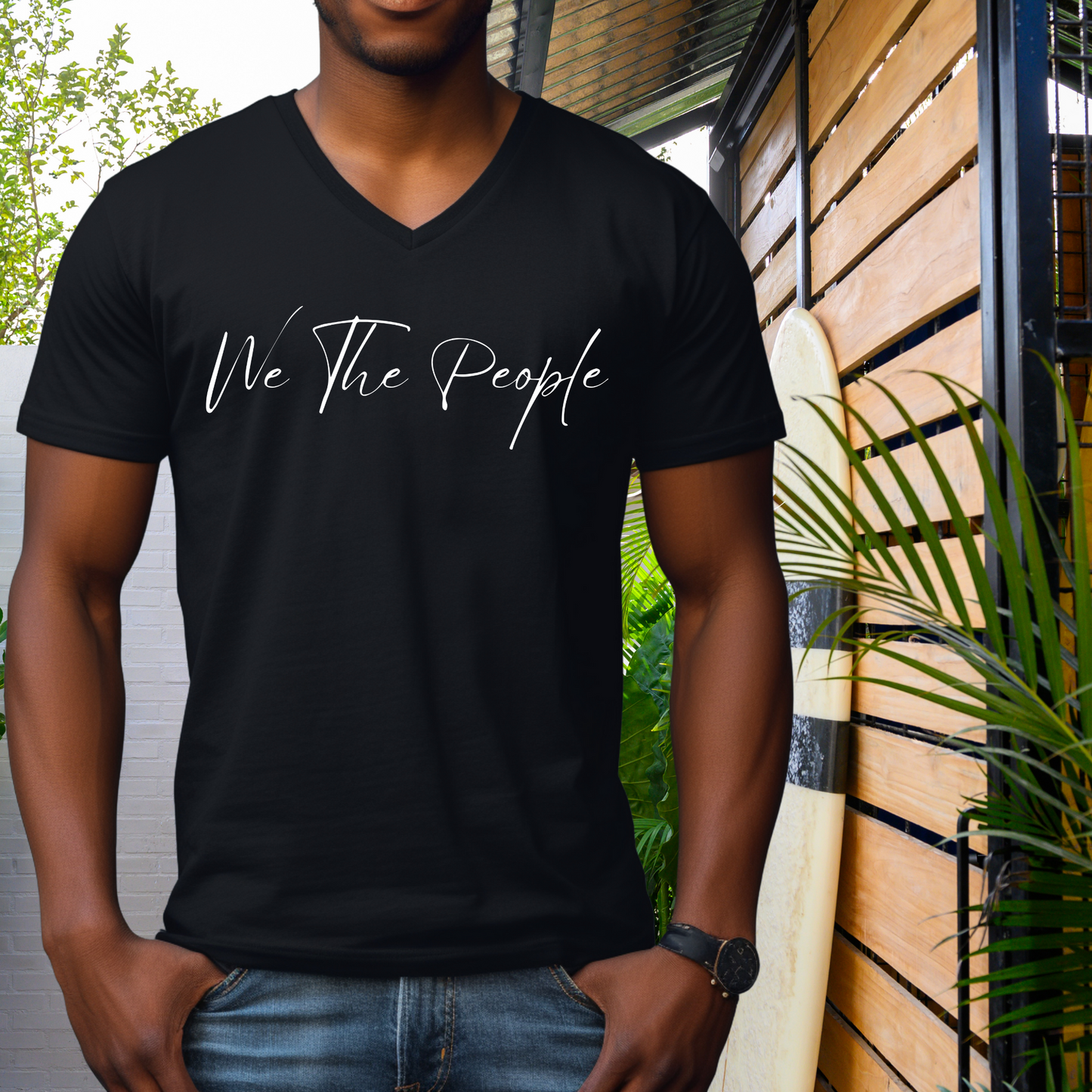 We The People Scrip - Unisex Jersey V-Neck Tee