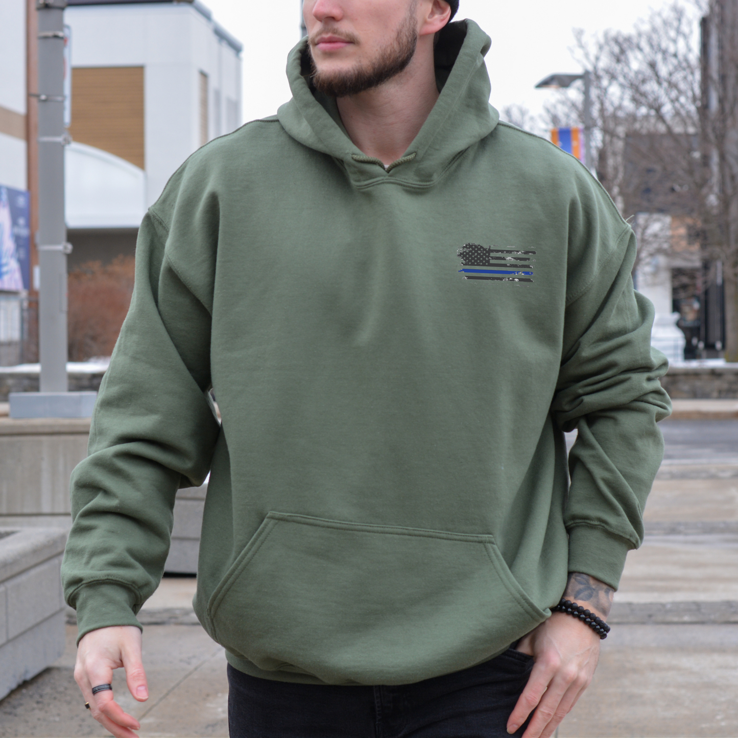 Thin Blue Line Flag - Unisex Hoodie