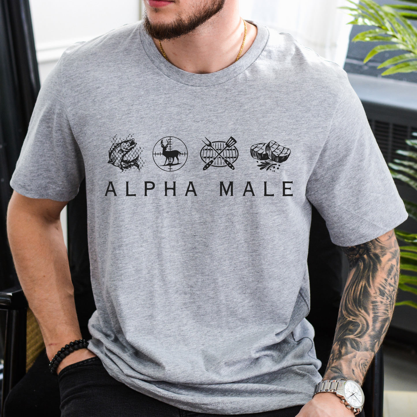 alpha male grey unisex jersey tee