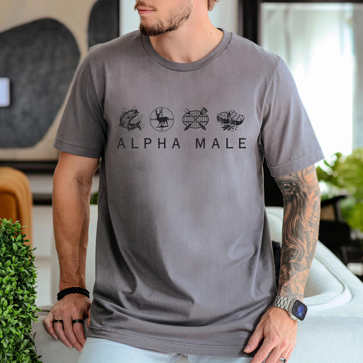 alpha male grey unisex jersey tee