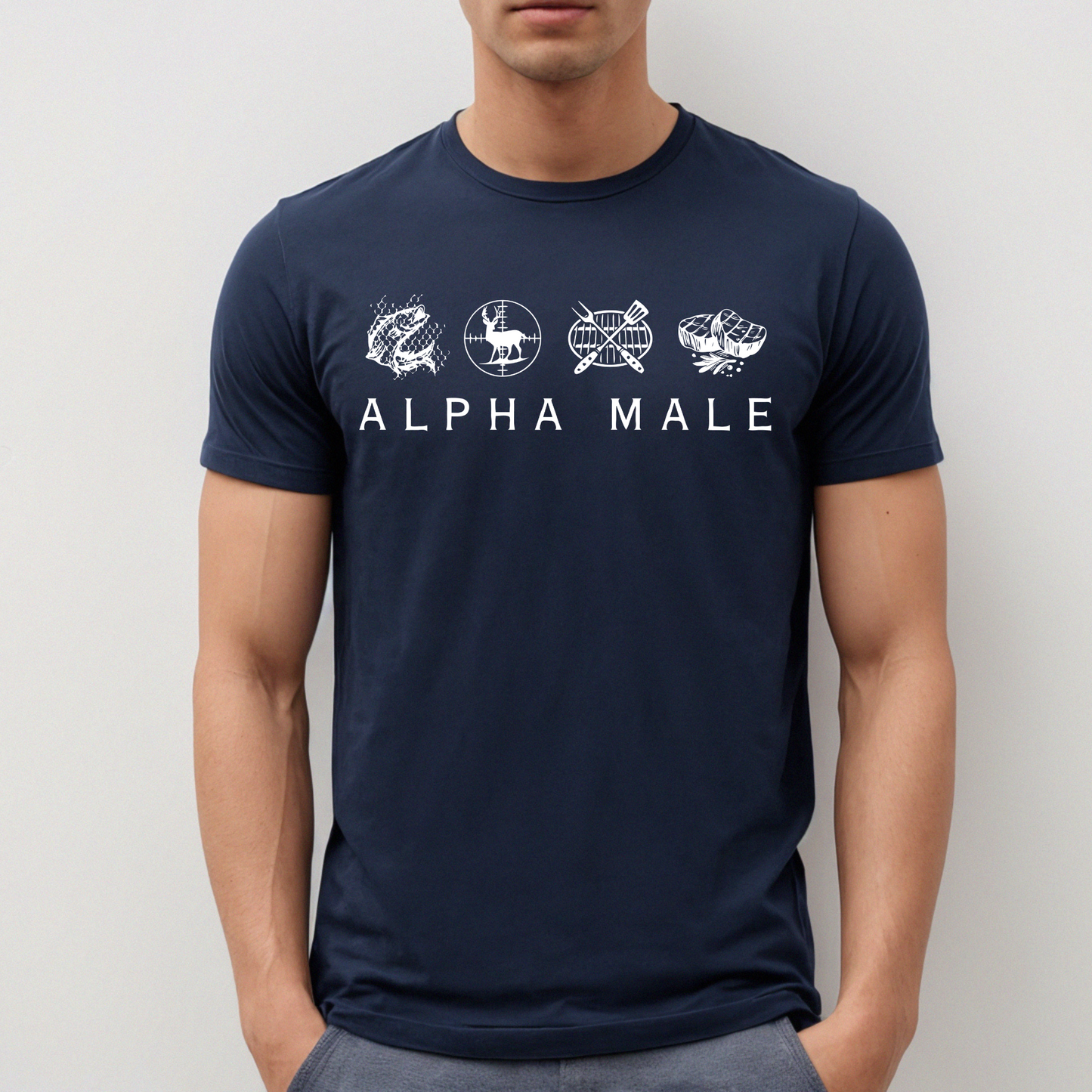 alpha male navy blue unisex jersey tee