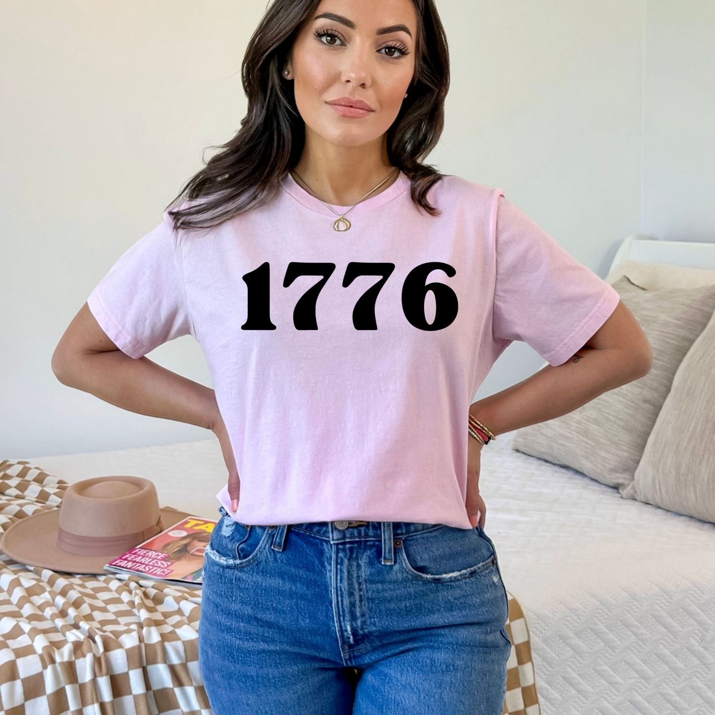 1776 pink unisex jersey t-shirt