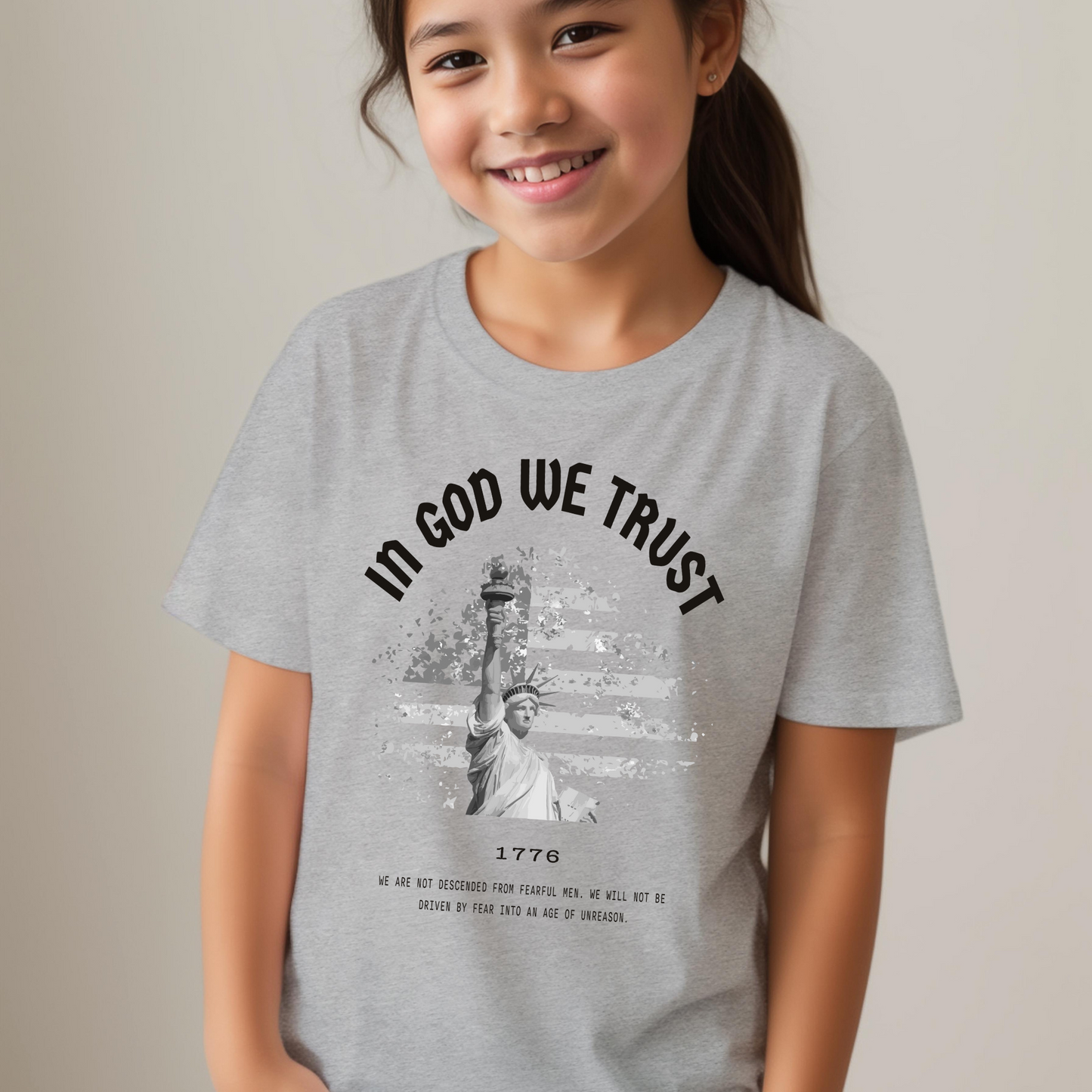 In God We Trust Lady Liberty - Youth Short Sleeve T-Shirt