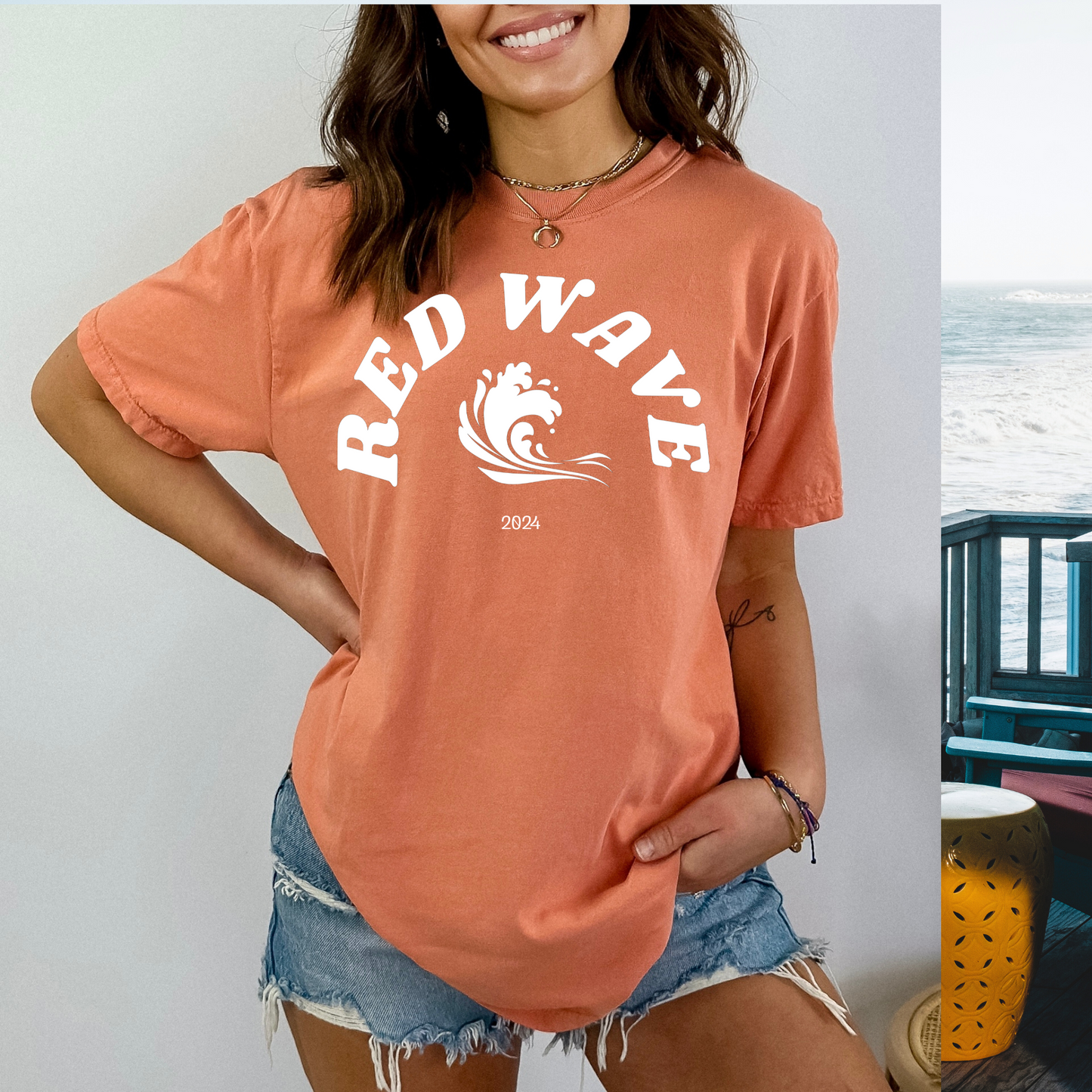 Red Wave 2024 - Unisex Garment-Dyed Heavyweight Tee