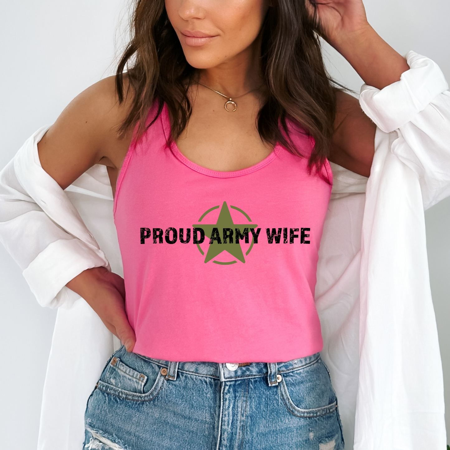 Proud Army Wife - Women's Racerback Tank