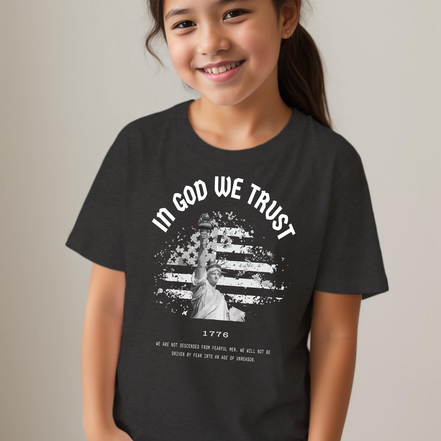 In God We Trust Lady Liberty - Youth Short Sleeve T-Shirt