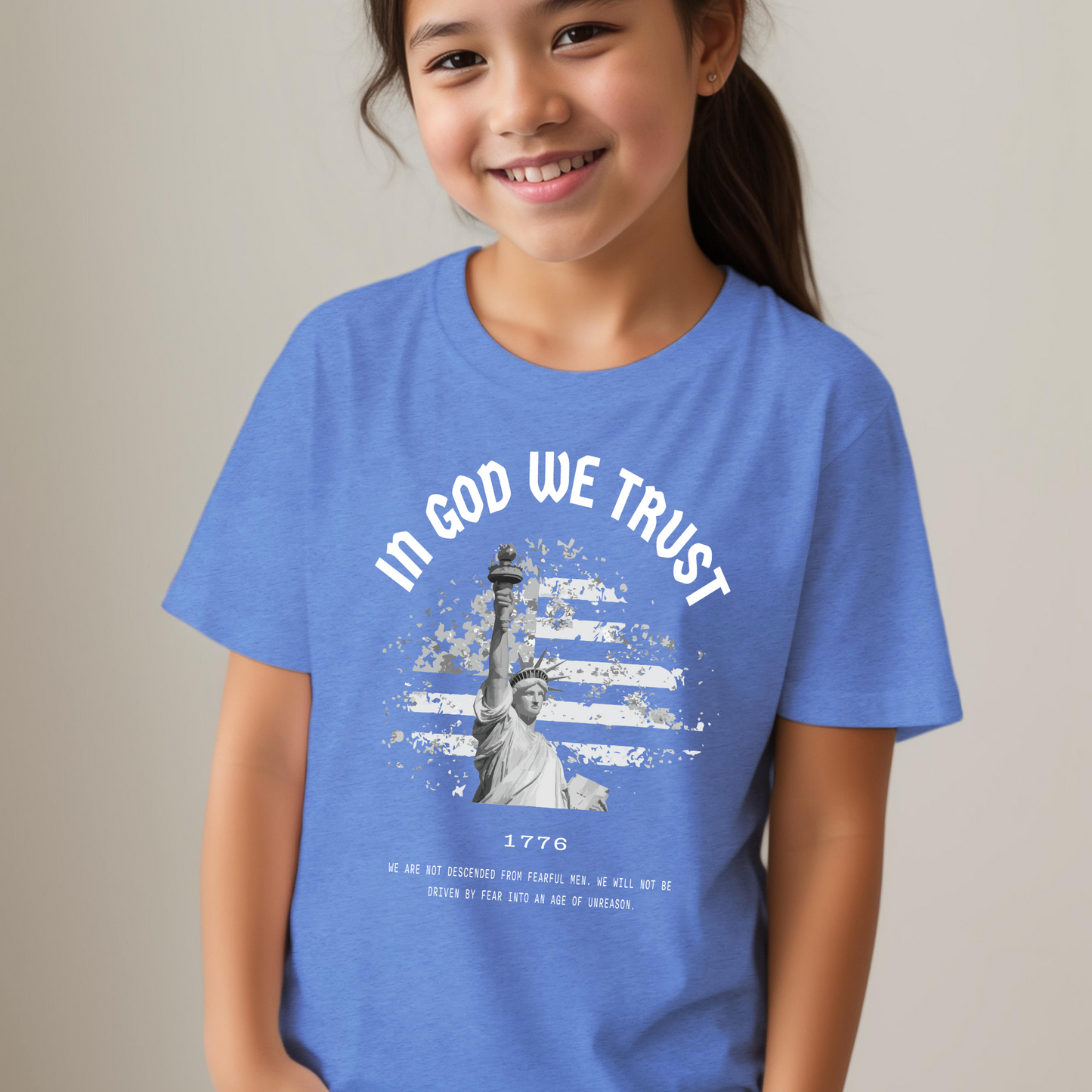 In God We Trust Lady Liberty - Youth Short Sleeve T-Shirt