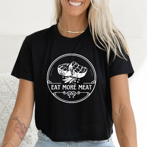 Eat More Meat - Women's Flowy Cropped Tee