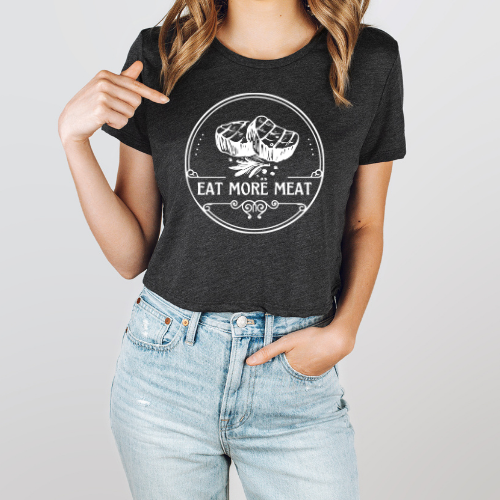 Eat More Meat - Women's Flowy Cropped Tee