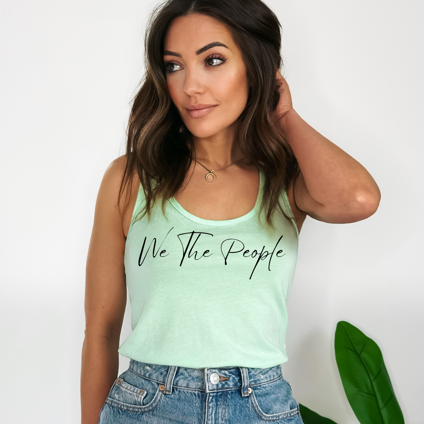 We The People Script - Women's Racerback Tank