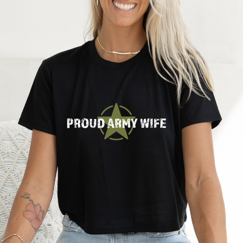 Proud Army Wife - Women's Flowy Cropped Tee
