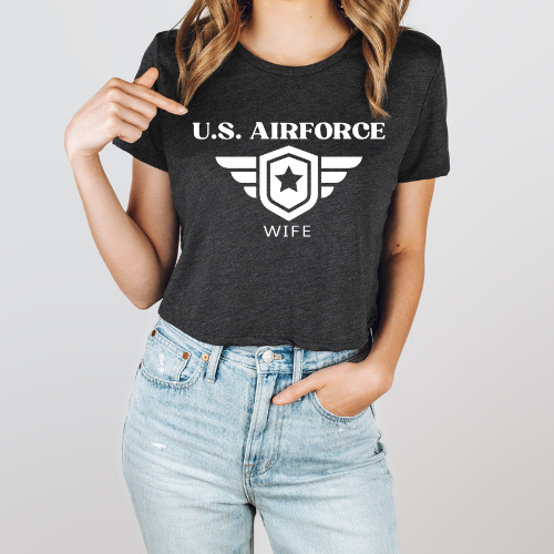 U.S. Airforce Wife - Women's Flowy Cropped Tee