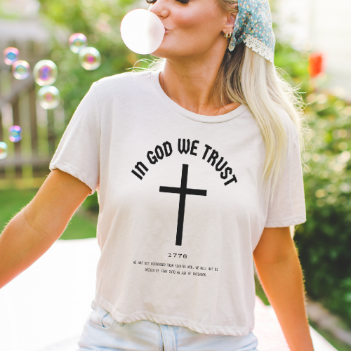 In God We Trust - Women's Flowy Cropped Tee