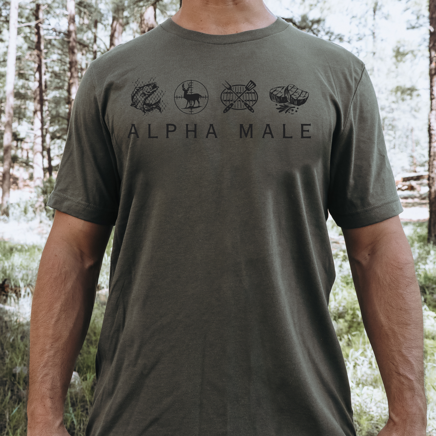 alpha male Army green unisex jersey tee