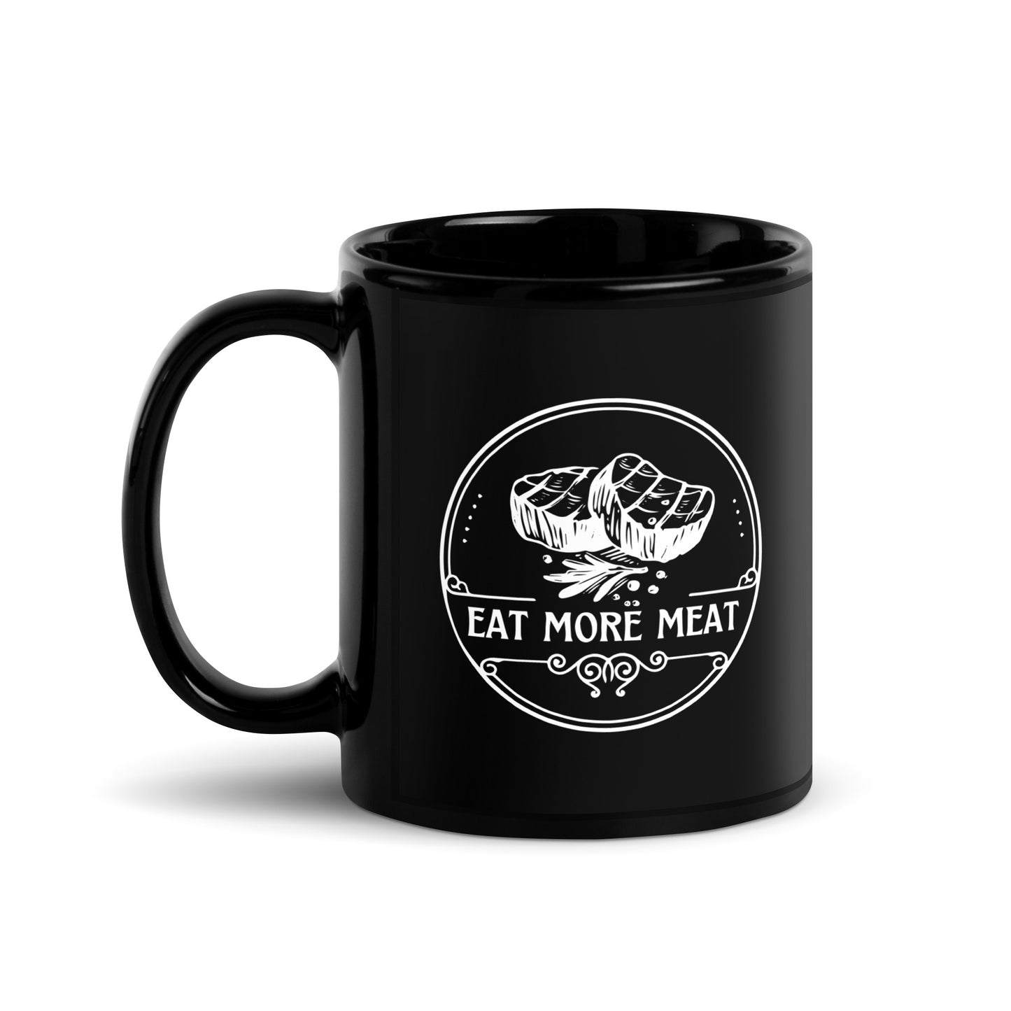 Eat More Meat - Black Glossy Mug