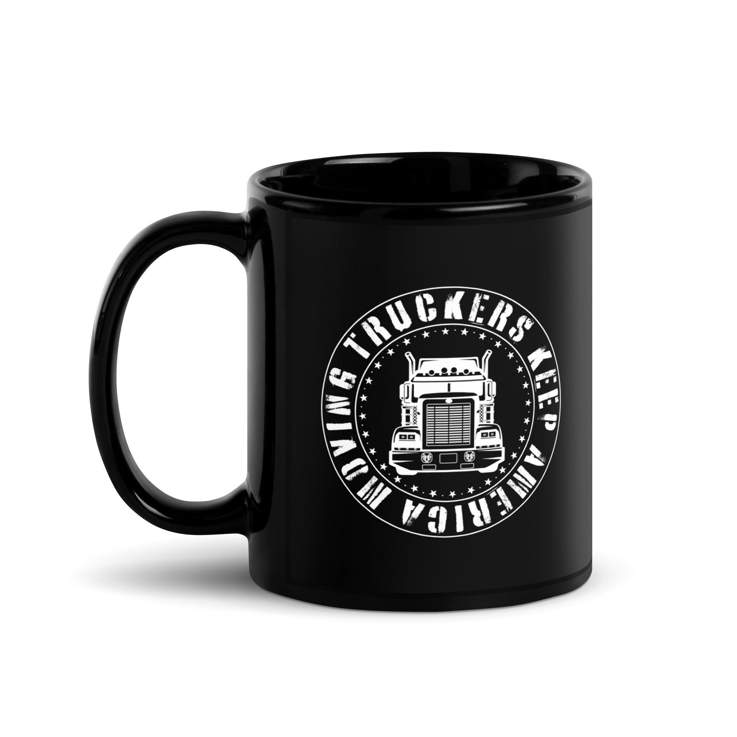 Truckers Keep America Moving - Black Glossy Mug