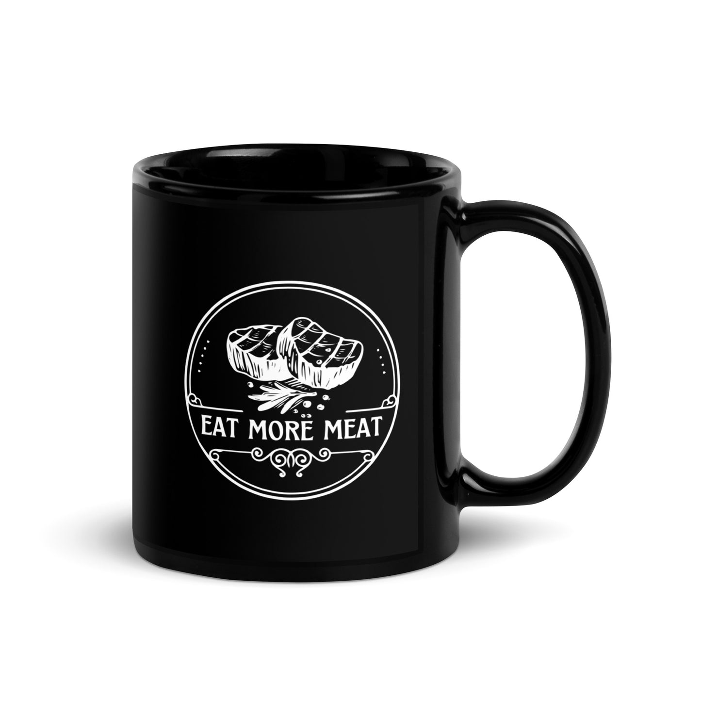 Eat More Meat - Black Glossy Mug