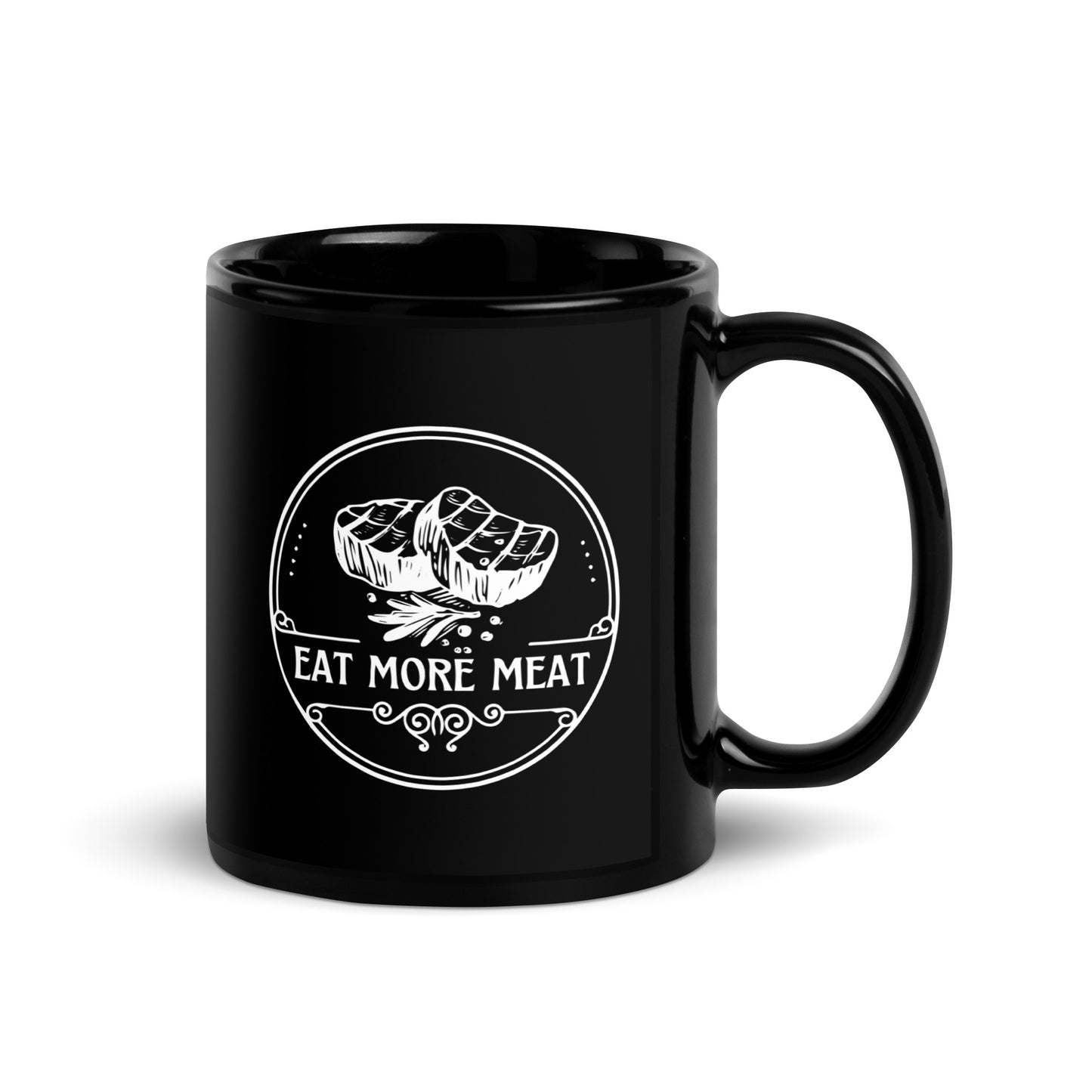 Eat More Meat - Black Glossy Mug