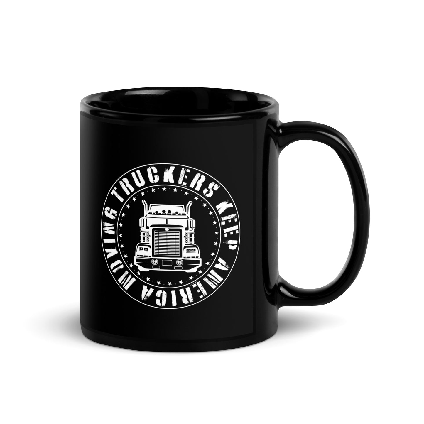 Truckers Keep America Moving - Black Glossy Mug