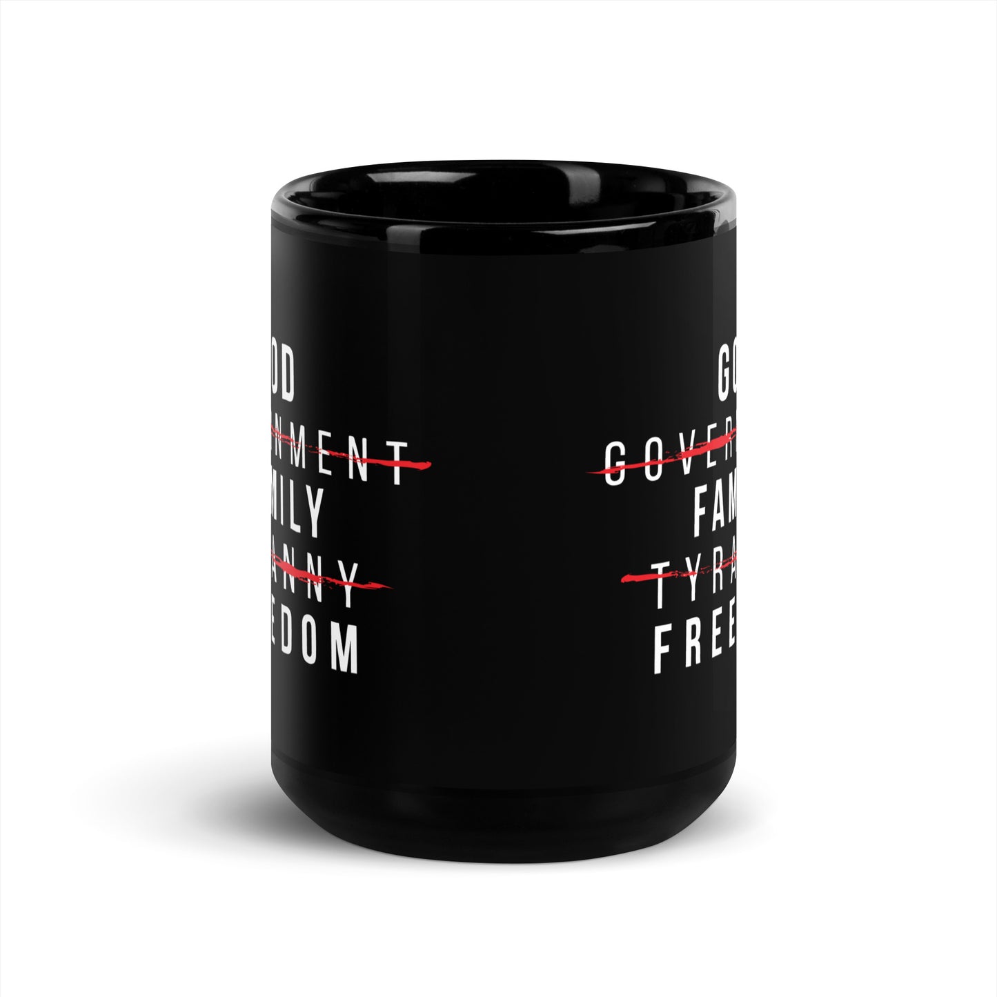 God Family Freedom - Black Glossy Mug