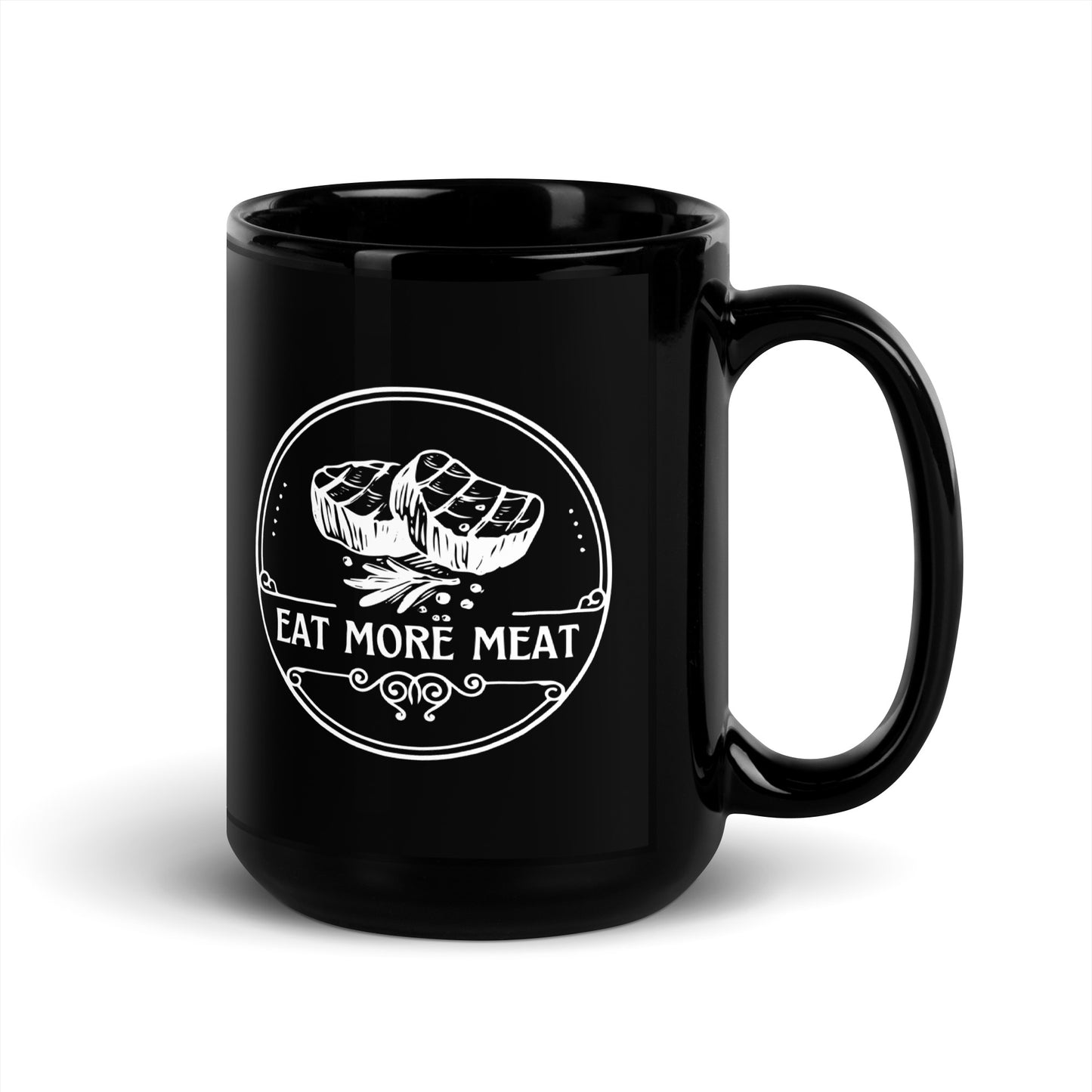Eat More Meat - Black Glossy Mug
