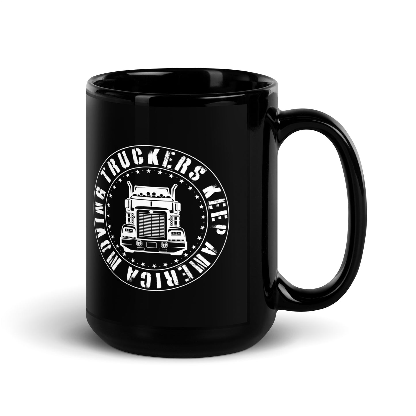 Truckers Keep America Moving - Black Glossy Mug