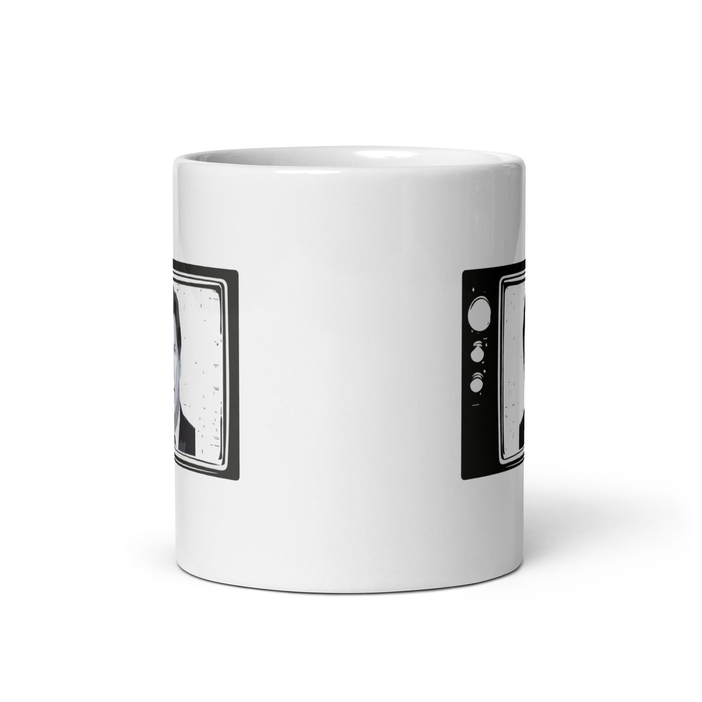 Tucker Carlson Retro TV - White Glossy Mug