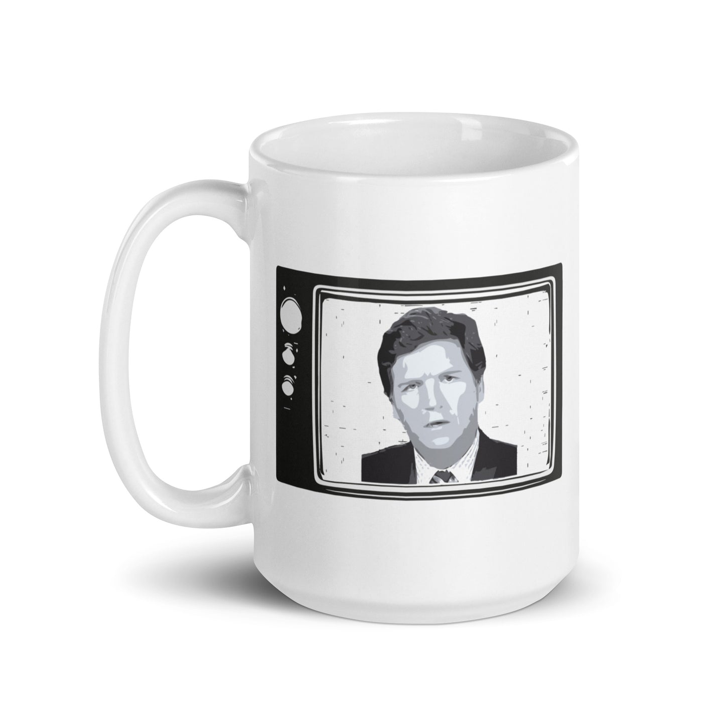 Tucker Carlson Retro TV - White Glossy Mug