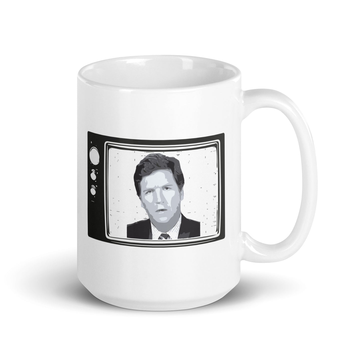 Tucker Carlson Retro TV - White Glossy Mug