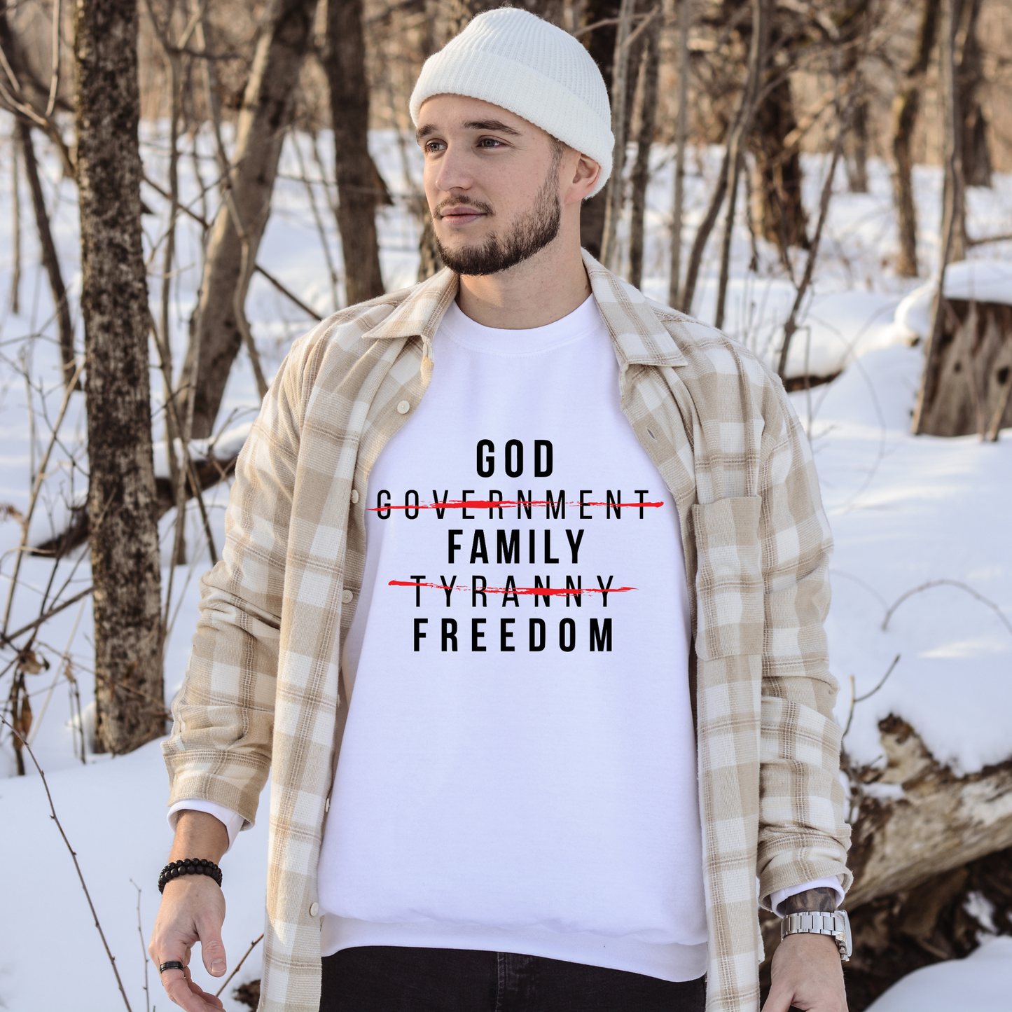 God Family Freedom - Unisex Crewneck Sweatshirt