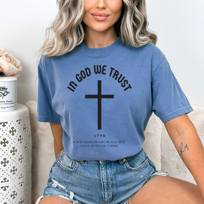 In God We Trust Lady Liberty - Unisex Garment-Dyed Heavyweight Tee