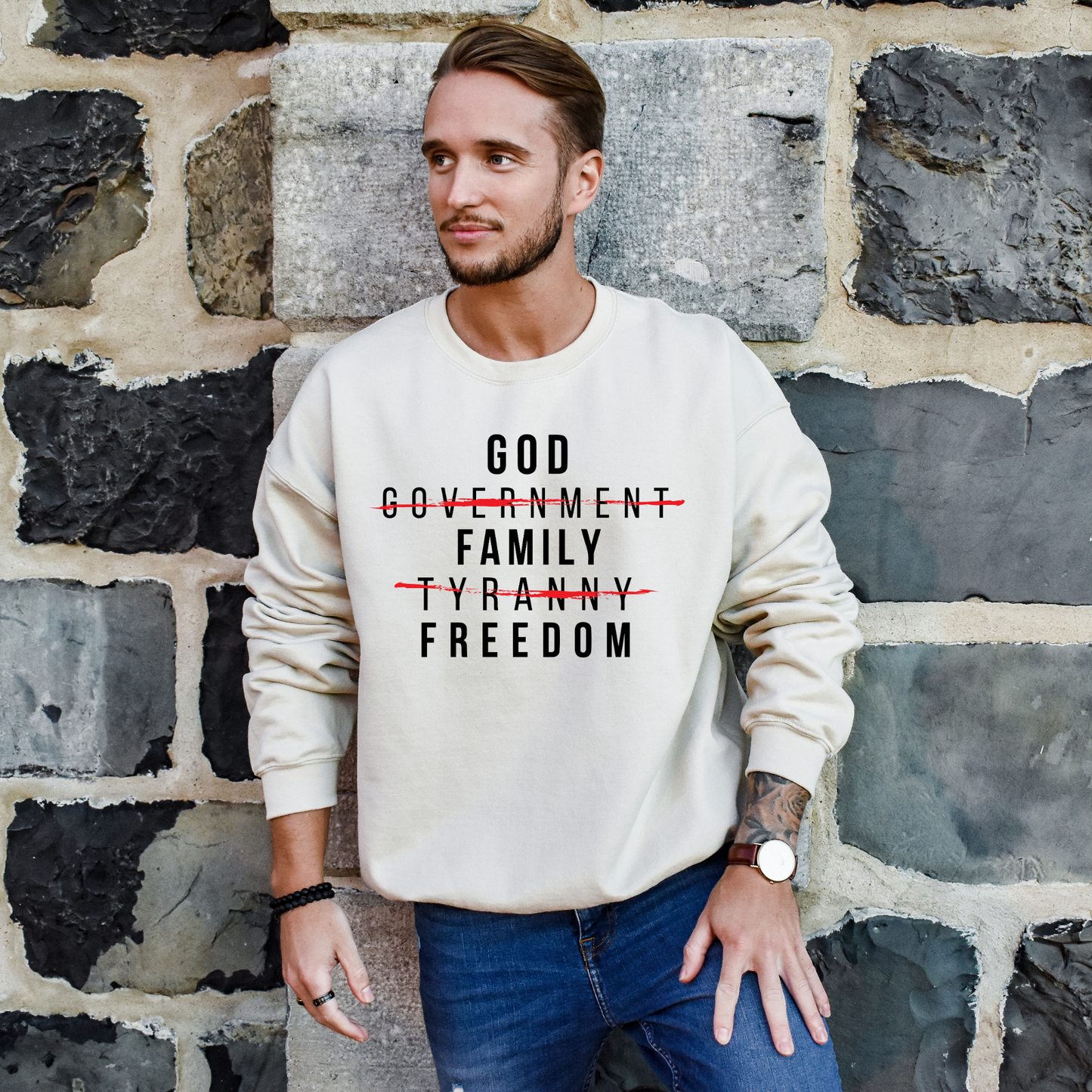 God Family Freedom - Unisex Crewneck Sweatshirt