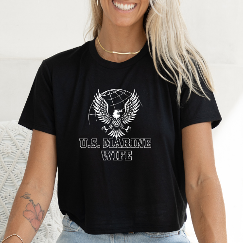 U.S. Marine Wife - Women's Flowy Cropped Tee
