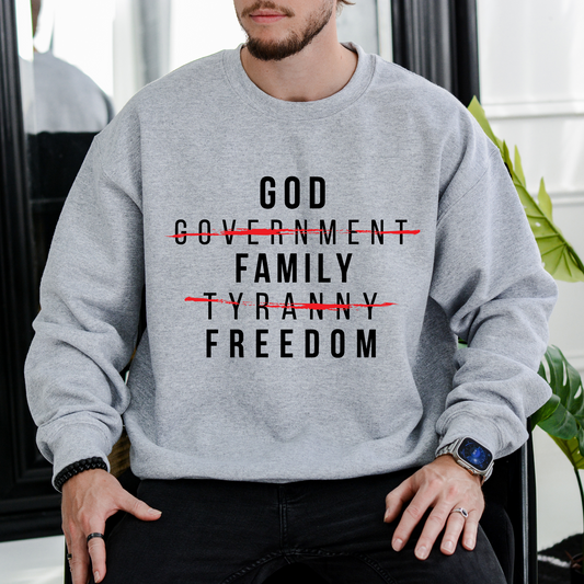 God Family Freedom - Unisex Crewneck Sweatshirt