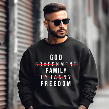 God Family Freedom - Unisex Crewneck Sweatshirt