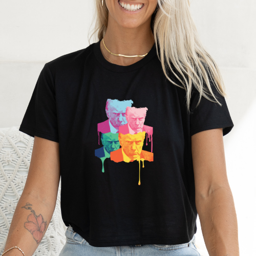 Trump Mugshot Drip - Women's Flowy Cropped Tee