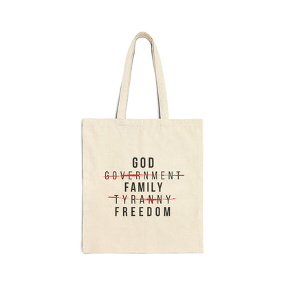 God, Family, Freedom - Cotton Canvas Tote Bag