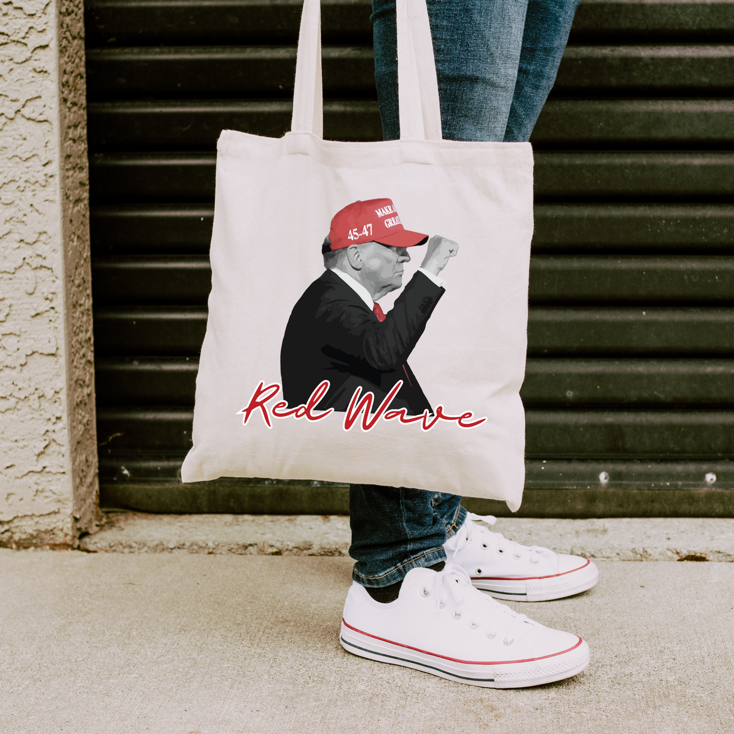 Trump Red Wave - Cotton Canvas Tote Bag