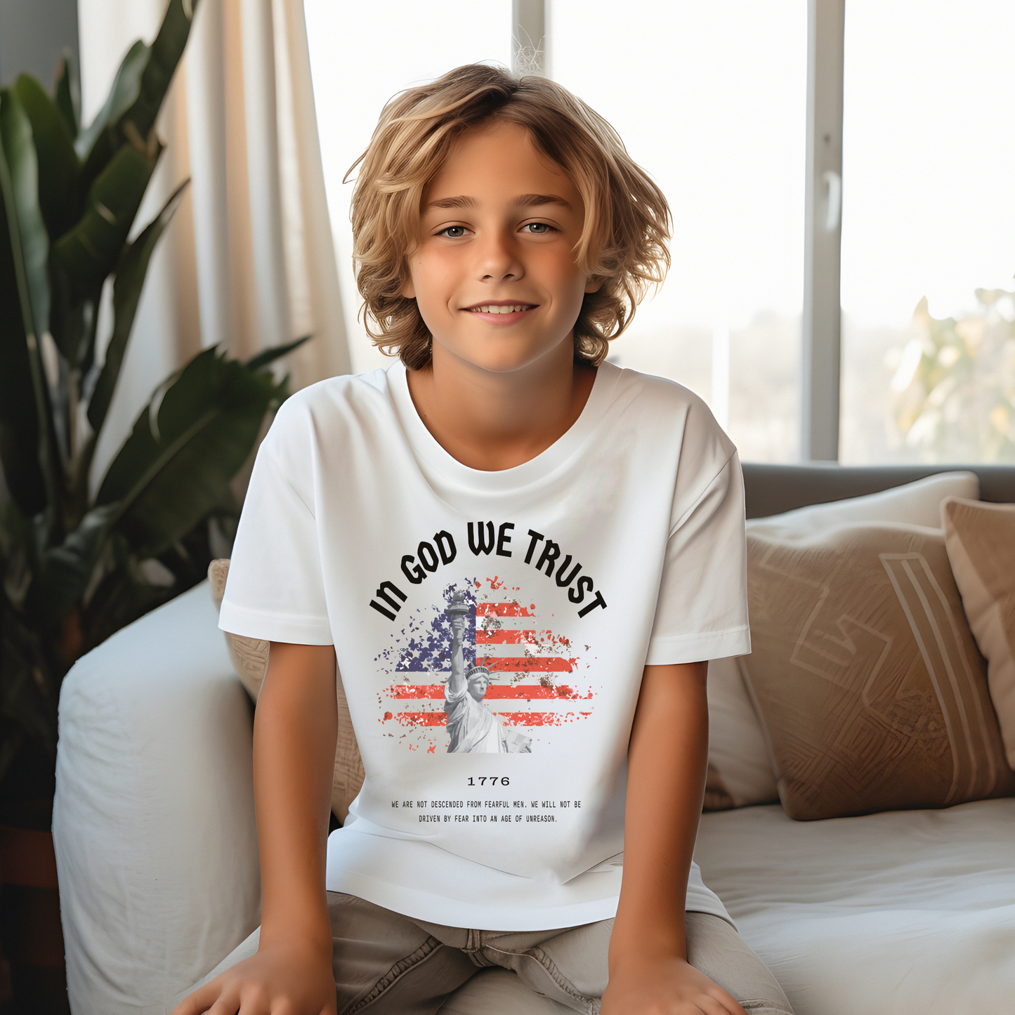 In God We Trust Red White and Blue - Youth Short Sleeve T-Shirt