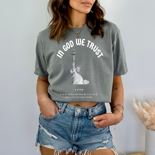 In God We Trust Lady Liberty - Unisex Garment-Dyed Heavyweight Tee