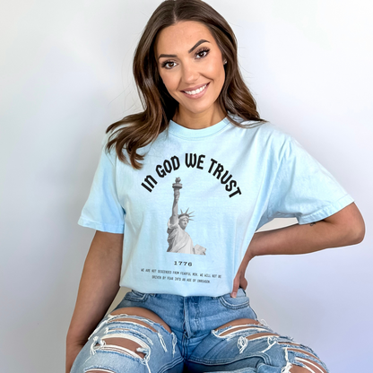 In God We Trust Lady Liberty - Unisex Garment-Dyed Heavyweight Tee