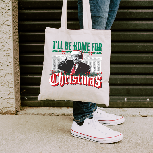 Trump "I'll be Home for Christmas" - Cotton Canvas Tote Bag