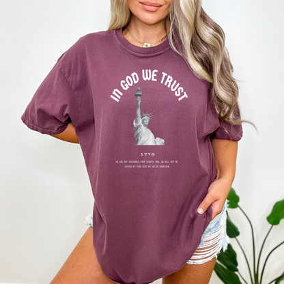 In God We Trust Lady Liberty - Unisex Garment-Dyed Heavyweight Tee