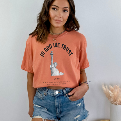 In God We Trust Lady Liberty - Unisex Garment-Dyed Heavyweight Tee