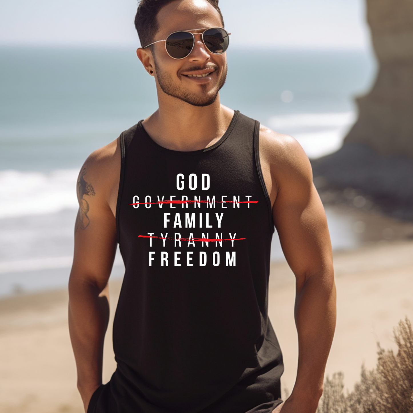 God Family Freedom - Unisex Jersey Tank Top