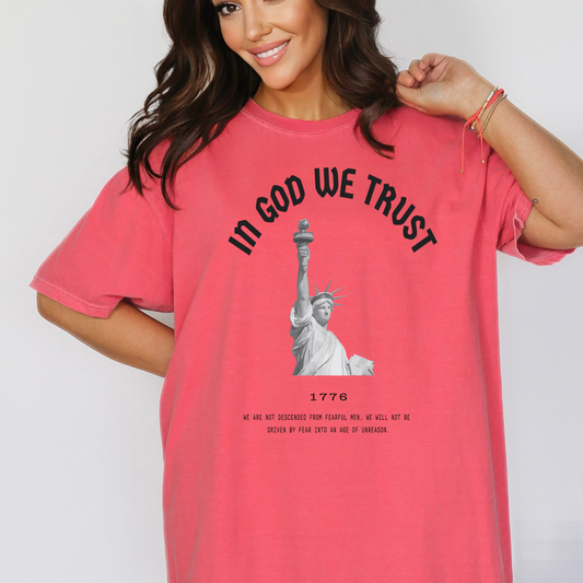 In God We Trust Lady Liberty - Unisex Garment-Dyed Heavyweight Tee