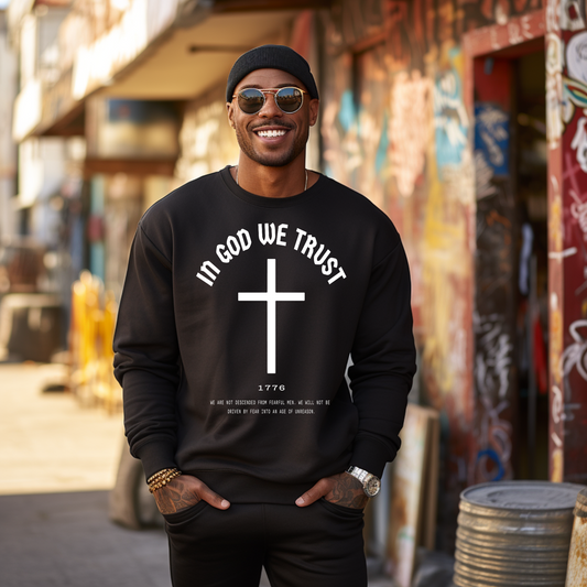 In God We Trust Cross- Unisex Crewneck Sweatshirt