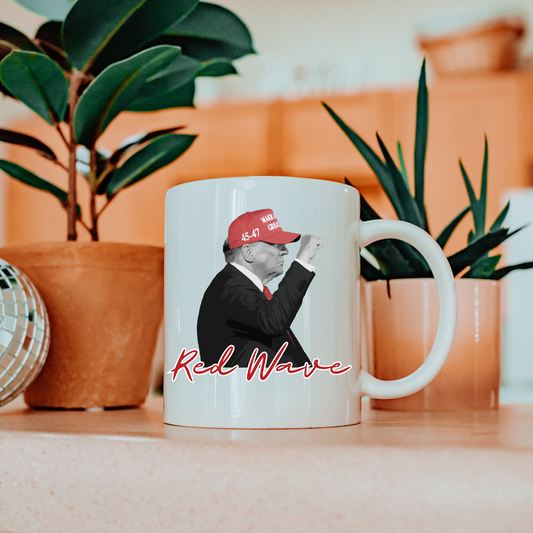 Trump Red Wave - White Glossy Mug